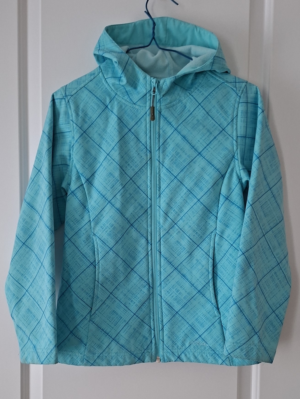 Marika Girl Aqua Hooded Zip Jacket Water Resistant Pockets Fleece Lined